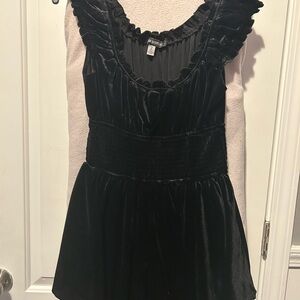 Black Velvet Ruffled Romper